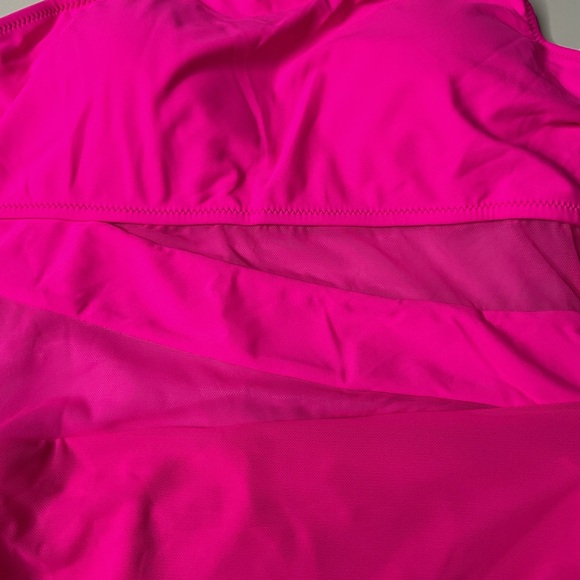 Vimpunec Women One Piece Tummy Control One Shoulder Mesh Pink Swimsuit Dress NWT - Picture 10 of 15